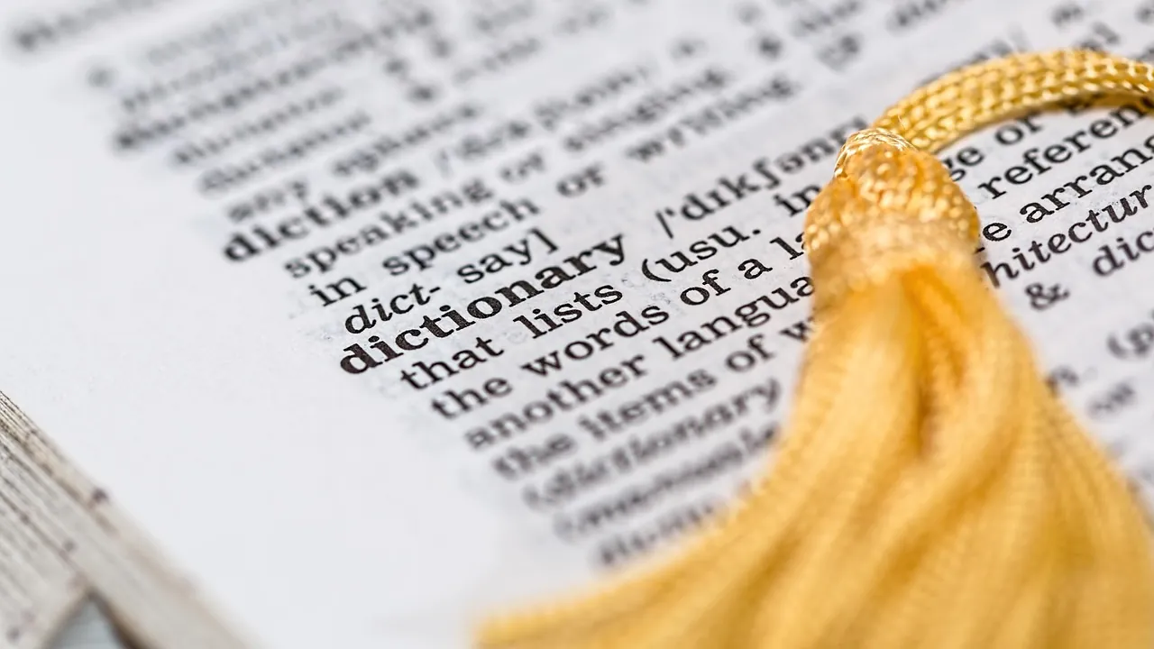 Page de dictionnaire ouverte sur le mot dictionary